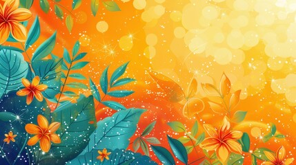 Summer background with bright colors and sunny elements, evoking a cheerful and warm atmosphere. Ideal for seasonal designs.