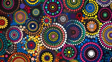 Abstract Colorful Dot Painting