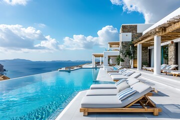 Fototapeta premium Luxury Villa with Infinity Pool and Sea View