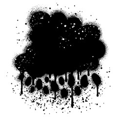 Cloud graffiti with black spray paint isolated with a white background.