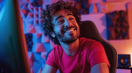The smiling curly-haired man