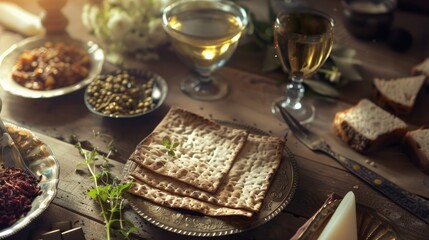 Fototapeta premium Concept of Pesah celebration Jewish Passover holiday