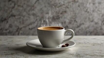 Steaming Espresso on Marble Coaster