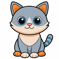 Cat vector illustration, animal isolated on white, pet silhouette, cat vector art