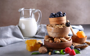berries muesli nuts for a healthy breakfast