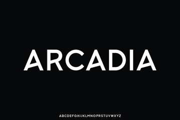 Modern decorative alphabet display font vector. Creative arcadia sans serif typeface