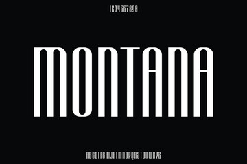 Tall condensed sans serif alphabet display font vector illustration