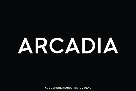 Modern decorative alphabet display font vector. Creative arcadia sans serif typeface