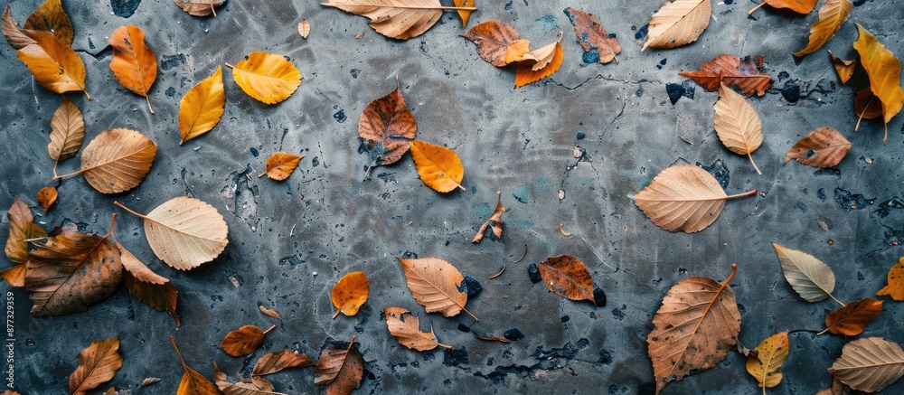 Canvas Prints autumn leaves scattered on the floor creating a picturesque copy space image