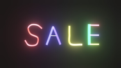 Neon sign word sale light glowing.
