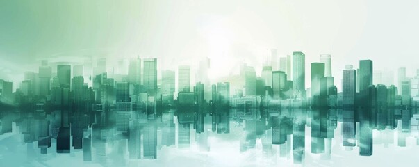 Obraz premium Abstract Vector Illustration, Futuristic green Urban city Landscape with Advanced Smart City Technology, de- urbanization concept, Graphic Resources, Wallpapers, Brochure, banner design, Advertising, 