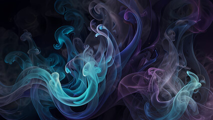 Fototapeta premium abstract illustration background featuring elegant and flowing smoke swirls in varying shades of blue and purple.