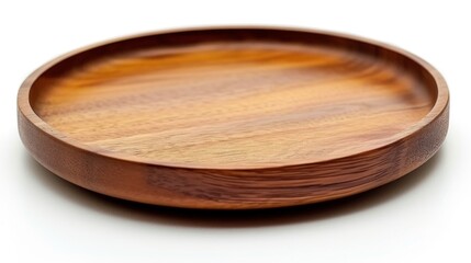 Obraz premium Round wooden tray on a white background