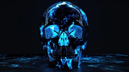 The Purge. Skull-Shaped Three-Dimensional Mask in Cyber Blue for Science Fiction