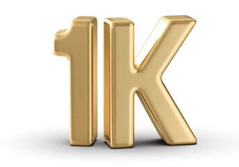 1k Followers Gold Number 3D Render
