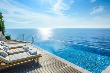 Fototapeta premium Luxury Infinity Pool Overlooking the Ocean