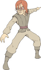 Medieval man pointing