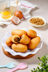Luti Gendang is Anambas (Indonesia) island special food, make from eggs, flour, filled with grated fish.
