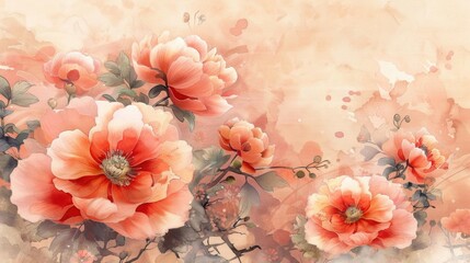 Watercolor painting of delicate peach blossoms in a soft pink hue.