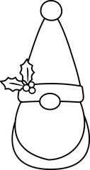 Christmas Gnome outline vector.