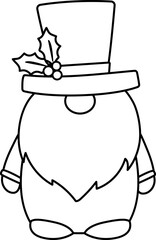 Christmas Gnome outline vector.