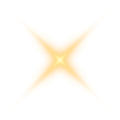 Gold Glow Star. Light glowing effect. Transparent Sun rays