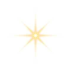 Gold Glow Star. Light glowing effect. Transparent Sun rays