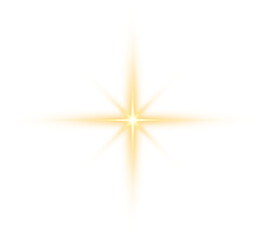 Gold Glow Star. Light glowing effect. Transparent Sun rays