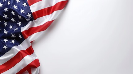 American flag on a white background with space for text. Perfect for patriotic themes and national celebrations., 4th of july holiday,Independence Day,Memorial Day