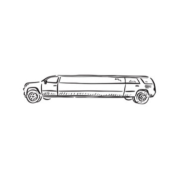 recommend clip art: A stretch hummer. Line drawn in black and vectorised.