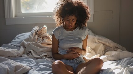 The woman in morning discomfort