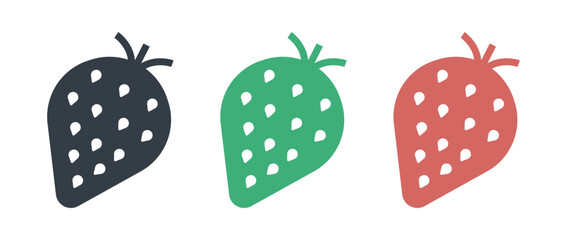 strawberry icon set isolated on white background