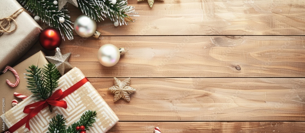 Canvas Prints christmas decoration placed on desk with ample copy space image available