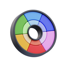 PNG 3D Color Wheel icon isolated on a white background