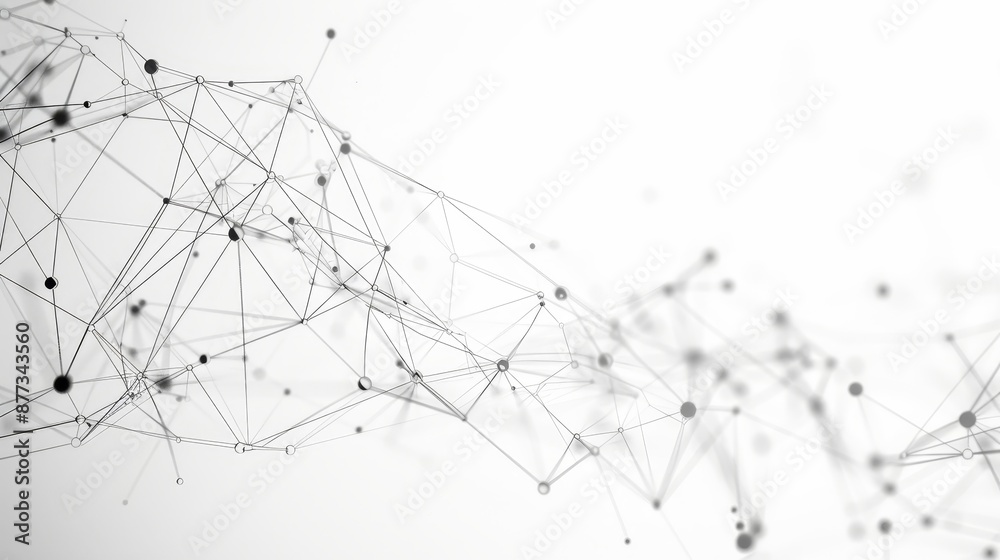 Poster an abstract black and white background with triangulars, dots, and lines. this is a futuristic backg