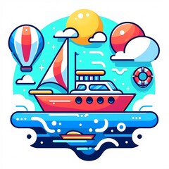 Naklejka premium Modern colorful ship boat vector illustration isolated on a white background