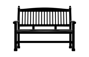 Park Bench Vector black Silhouette, Wooden Bench Clipart isolated on a white background