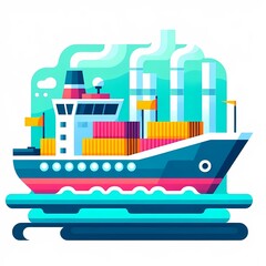 Naklejka premium Modern colorful ship boat vector illustration isolated on a white background