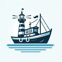 Modern colorful ship boat vector illustration isolated on a white background