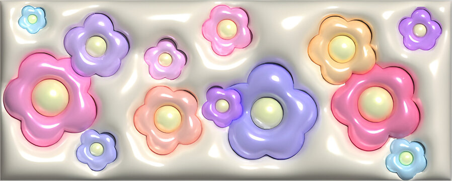 3D inflate puffy bubble flower background. Can be used for fabric design, print on t-shirt, mug
