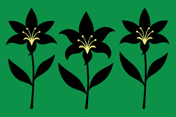  A set of lily flowers silhouette vector art illustration