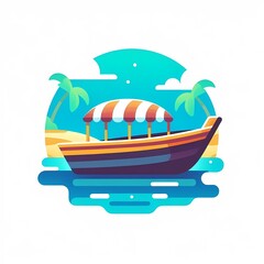 Naklejka premium Modern colorful ship boat vector illustration isolated on a white background