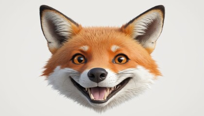 Obraz premium A foxy grin against a crisp white background