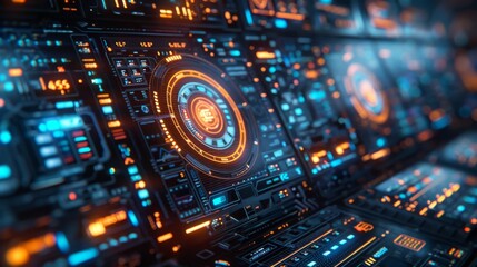 Futuristic Dashboard Interface with Holographic Displays - Generative AI