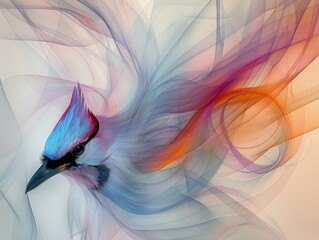 Obraz premium Abstract concept colorful bird. Smoky rainbow motion. Bird in flight. Background color. Avian Animal