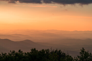 Aerial Shot of Appalachian Mountains at Sunset
