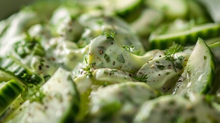 Fresh Avocado and Cucumber Salad with Creamy Lime Dressing - Elegant Presentation for Healthy Eating