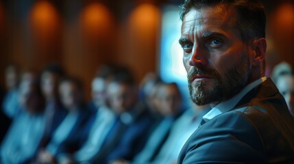 A businessman attending a business seminar