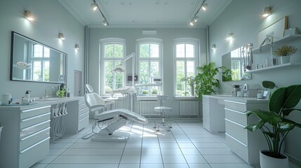 Modern Dental Clinic Interior with Bright and Clean Design - Generative AI