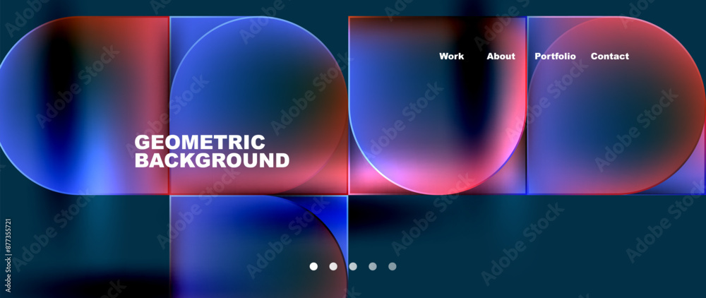Aufkleber bright colorful squares with round elements minimal geometric background. vector illustration for wa
